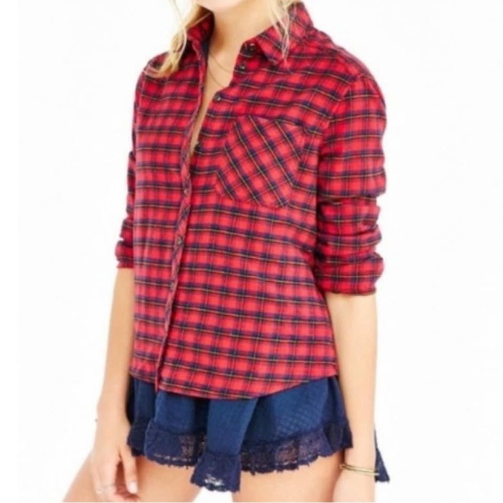 NWot BDG flannel long sleeve cozy eyelet lace hem‎ 100%cotton